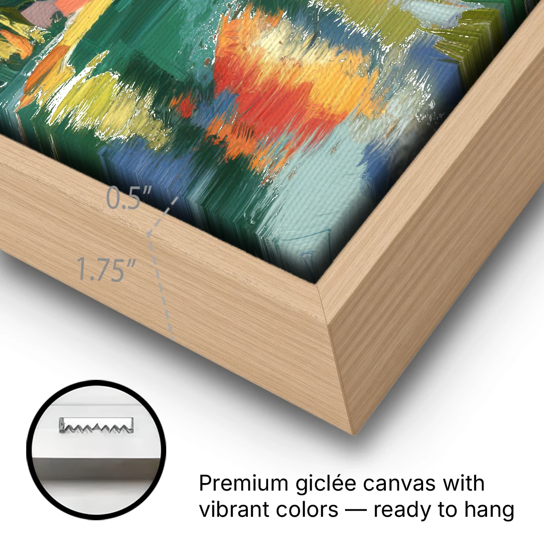 Colorado Springs Rocky Mountain Beauty - Oak Framed Canvas Wall Art - Gallery Wrap Corner