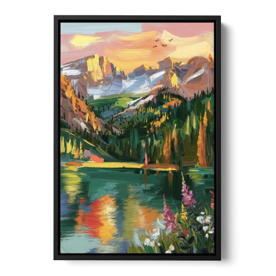 Colorado Springs Rocky Mountain Beauty - Black Framed Canvas Wall Art - Front