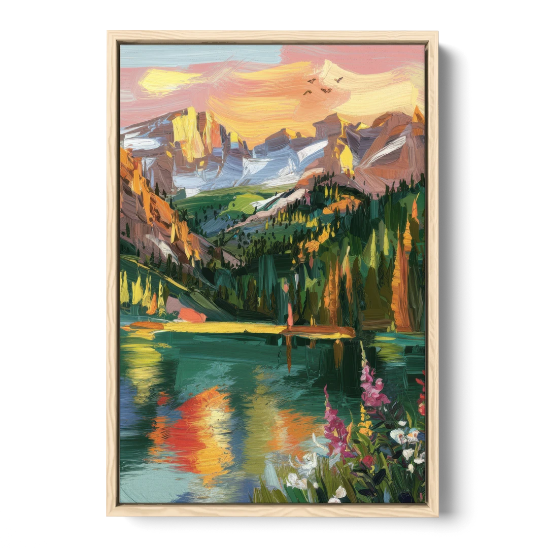 Colorado Springs Rocky Mountain Beauty - Oak Framed Canvas Wall Art - Front