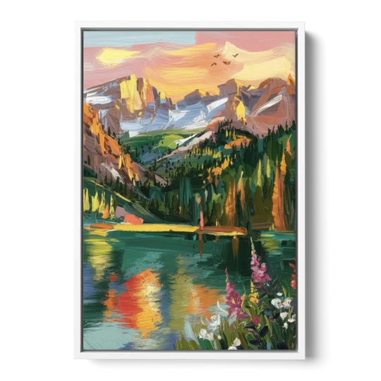 Colorado Springs Rocky Mountain Beauty - White Framed Canvas Wall Art - Front