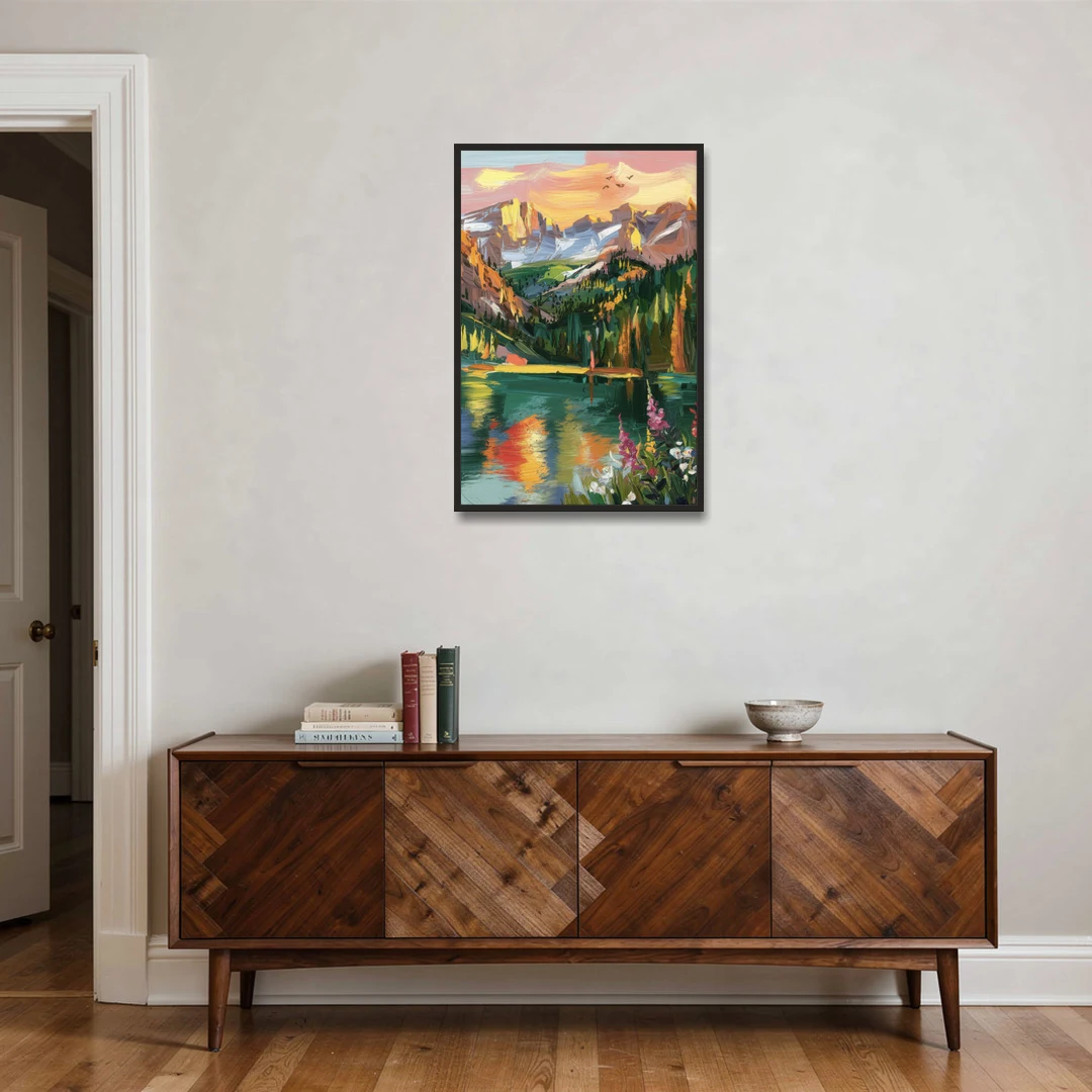 Colorado Springs Rocky Mountain Beauty - Black Framed Canvas Wall Art - Coffee Table - 24x36