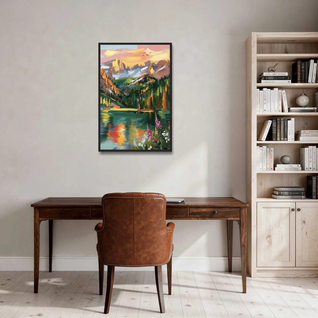 Colorado Springs Rocky Mountain Beauty - Black Framed Canvas Wall Art - Office - 24x36