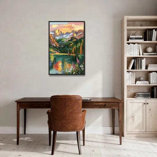 Colorado Springs Rocky Mountain Beauty - Black Framed Canvas Wall Art - Office - 24x36