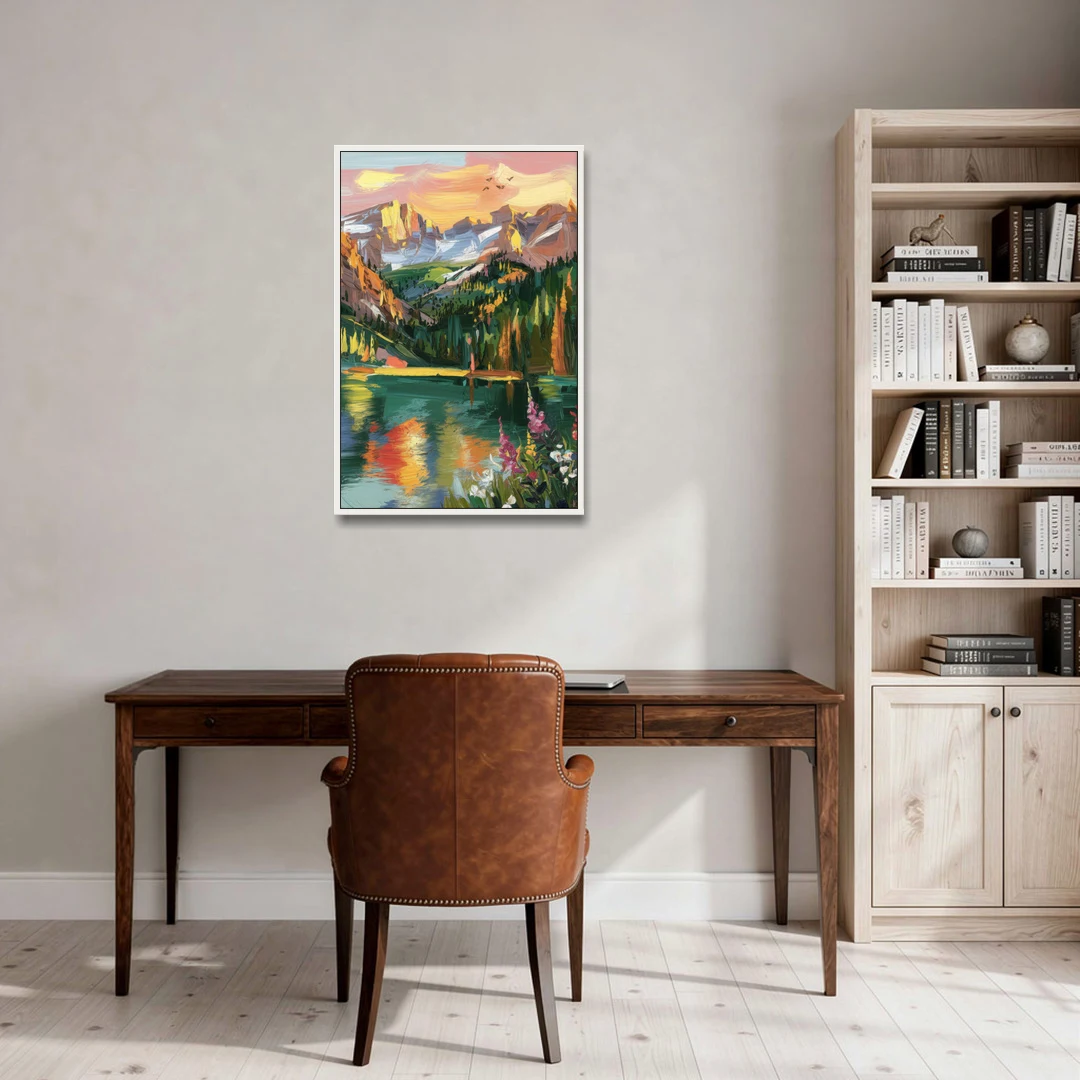 Colorado Springs Rocky Mountain Beauty - White Framed Canvas Wall Art - Office - 24x36