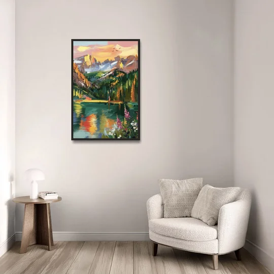 Colorado Springs Rocky Mountain Beauty - Black Framed Canvas Wall Art - Sofa - 24x36