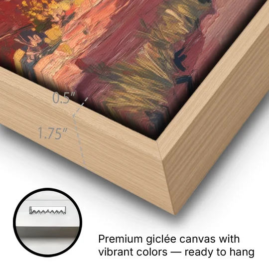Colorado Springs Scenic Trails - Oak Framed Canvas Wall Art - Gallery Wrap Corner