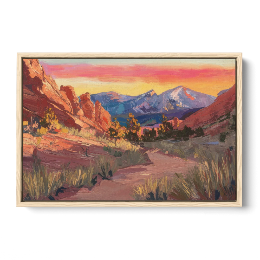 Colorado Springs Scenic Trails - Oak Framed Canvas Wall Art - Front