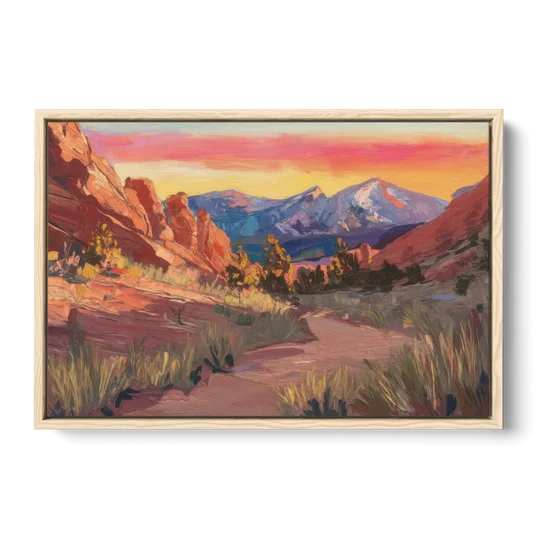 Colorado Springs Scenic Trails - Oak Framed Canvas Wall Art - Front