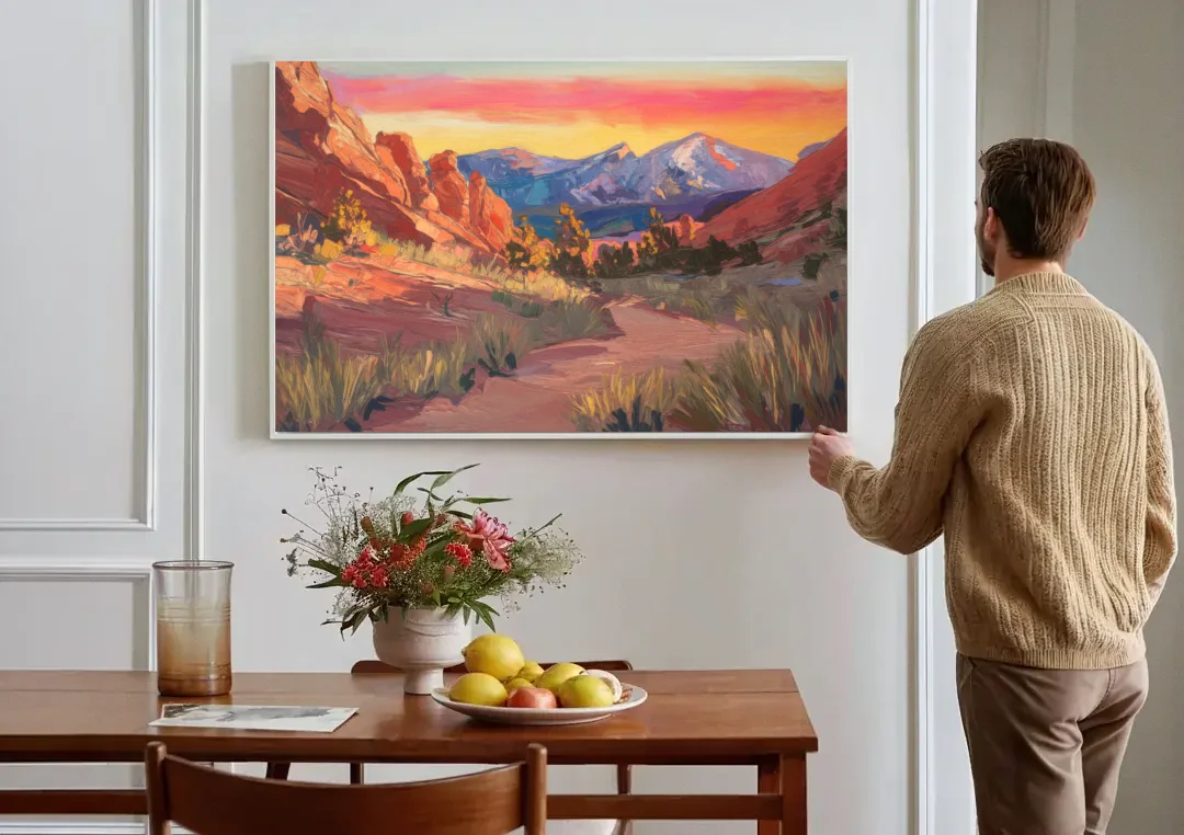 Colorado Springs Scenic Trails canvas wall art above a dining table