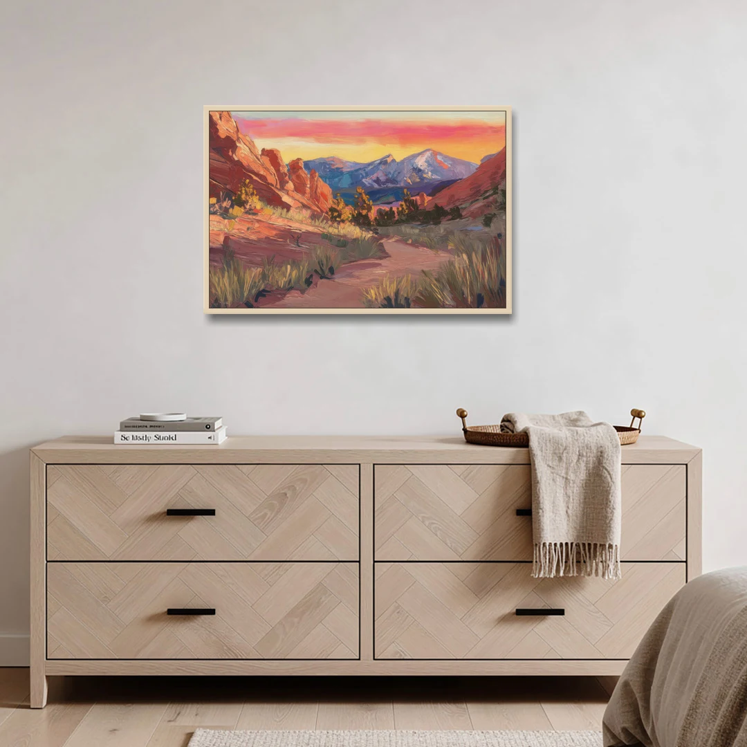 Colorado Springs Scenic Trails - Oak Framed Canvas Wall Art - Coffee Table - 36x24