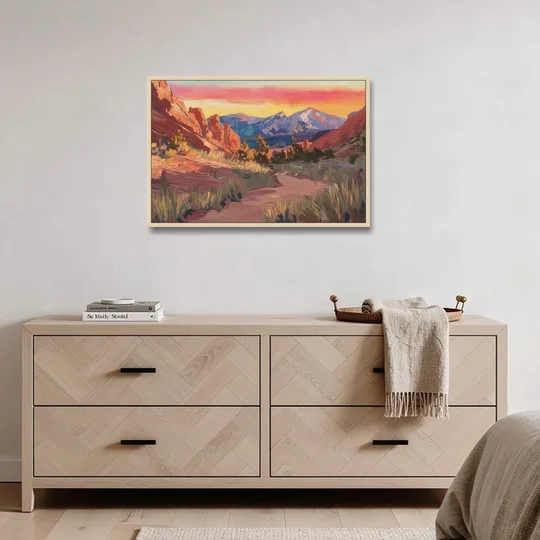 Colorado Springs Scenic Trails - Oak Framed Canvas Wall Art - Coffee Table - 36x24