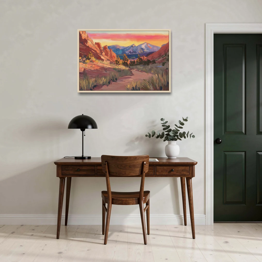 Colorado Springs Scenic Trails - Oak Framed Canvas Wall Art - Office - 36x24