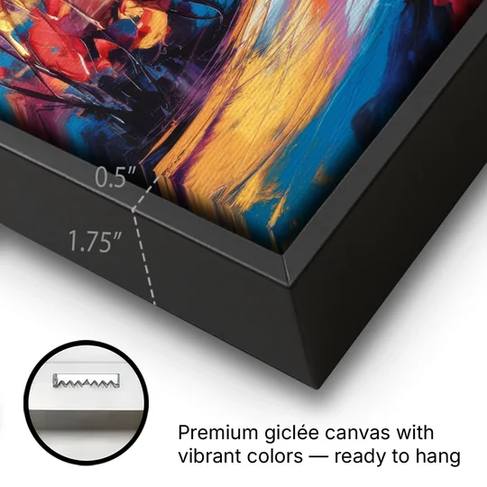 Colorado Springs Skyline Sunset - Black Framed Canvas Wall Art - Gallery Wrap Corner
