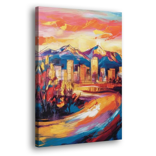 Colorado Springs Skyline Sunset - Canvas Wall Art - Side