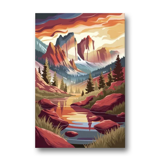 Colorado Springs Sunrise Over Peaks - Canvas Wall Art - Front