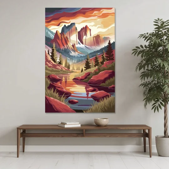 Colorado Springs Sunrise Over Peaks - Canvas Wall Art - Coffee Table - 40x60