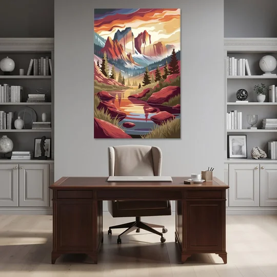 Colorado Springs Sunrise Over Peaks - Canvas Wall Art - Office - 40x60