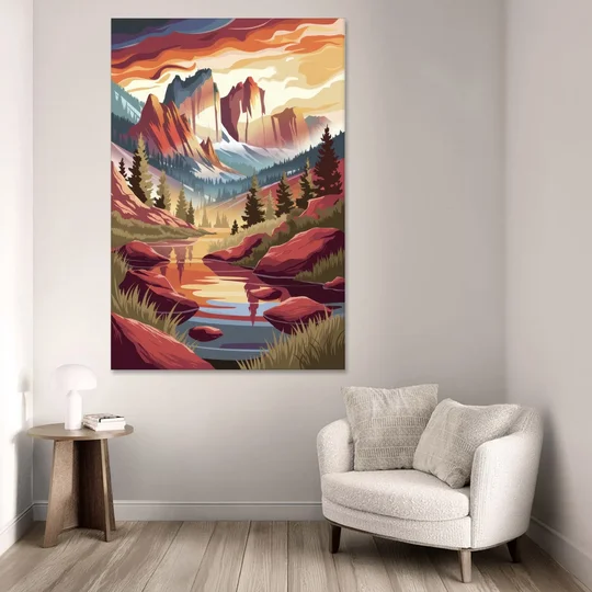 Colorado Springs Sunrise Over Peaks - Canvas Wall Art - Sofa - 40x60
