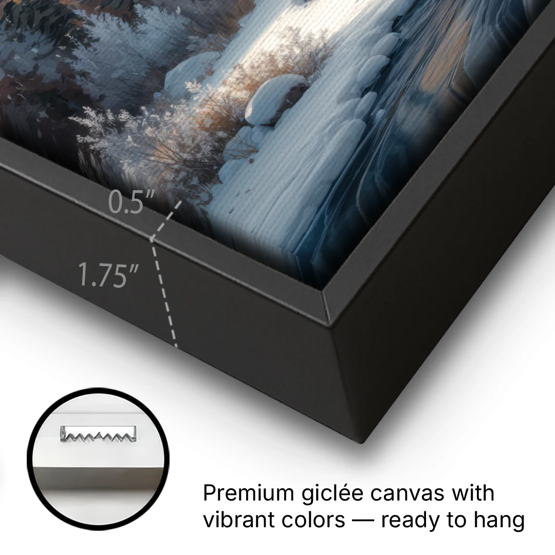 Colorado Springs Winter Wonderland - Black Framed Canvas Wall Art - Gallery Wrap Corner