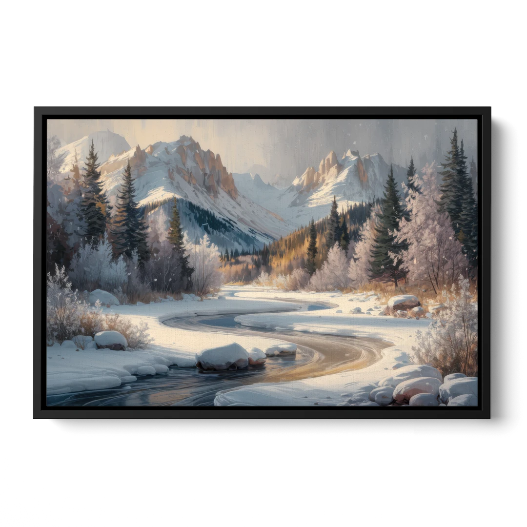 Colorado Springs Winter Wonderland - Black Framed Canvas Wall Art - Front