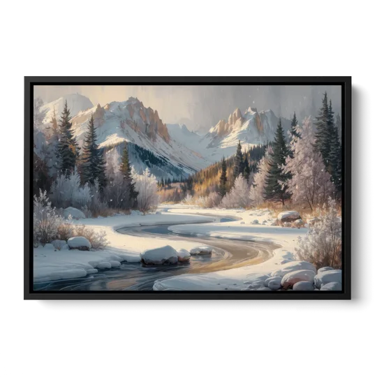 Colorado Springs Winter Wonderland - Black Framed Canvas Wall Art - Front