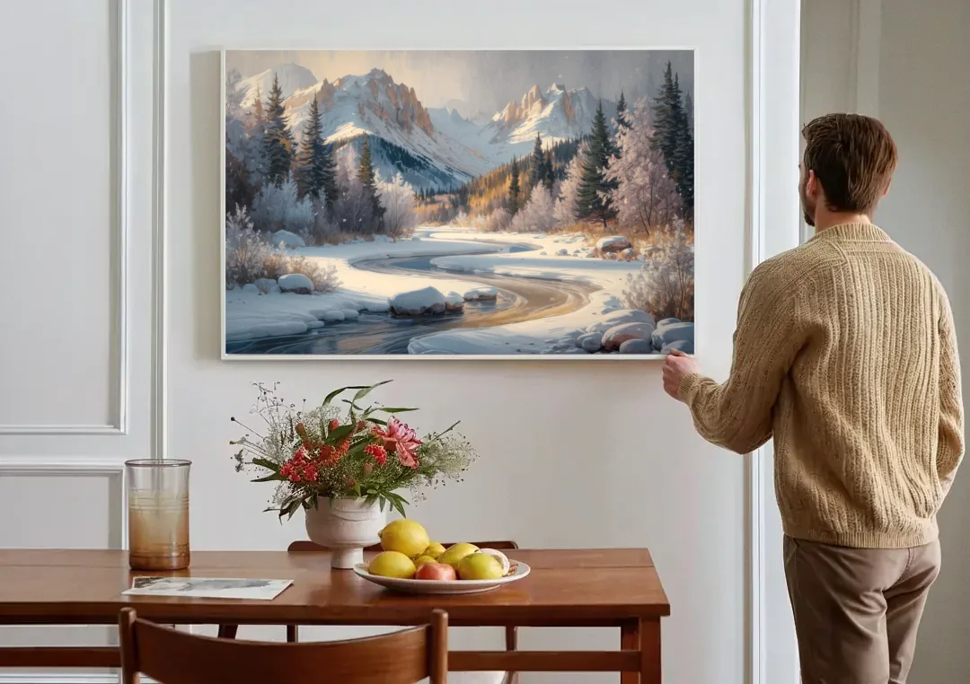 Colorado Springs Winter Wonderland canvas wall art above a dining table