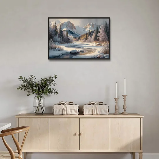 Colorado Springs Winter Wonderland - Black Framed Canvas Wall Art - Coffee Table - 36x24