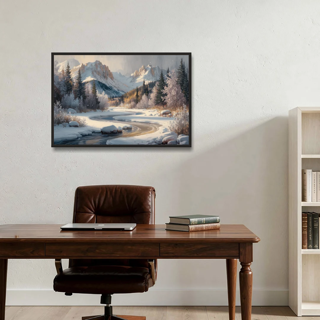 Colorado Springs Winter Wonderland - Black Framed Canvas Wall Art - Office - 36x24