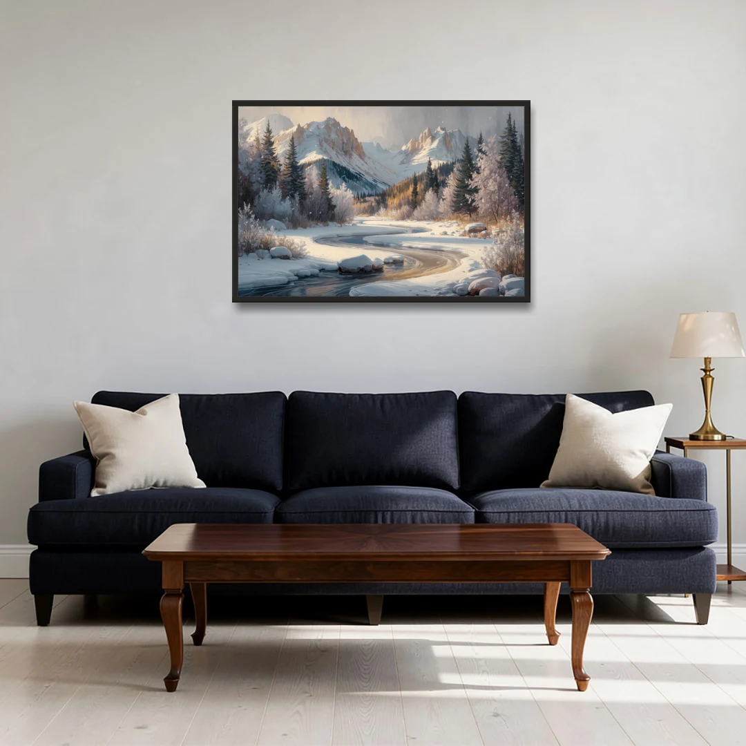 Colorado Springs Winter Wonderland - Black Framed Canvas Wall Art - Sofa - 36x24