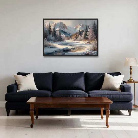 Colorado Springs Winter Wonderland - Black Framed Canvas Wall Art - Sofa - 36x24
