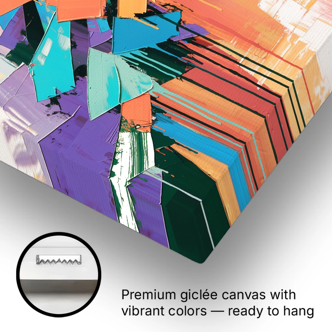 Colorful Abstract Tumbling Color Shards - Canvas Wall Art - Gallery Wrap Corner