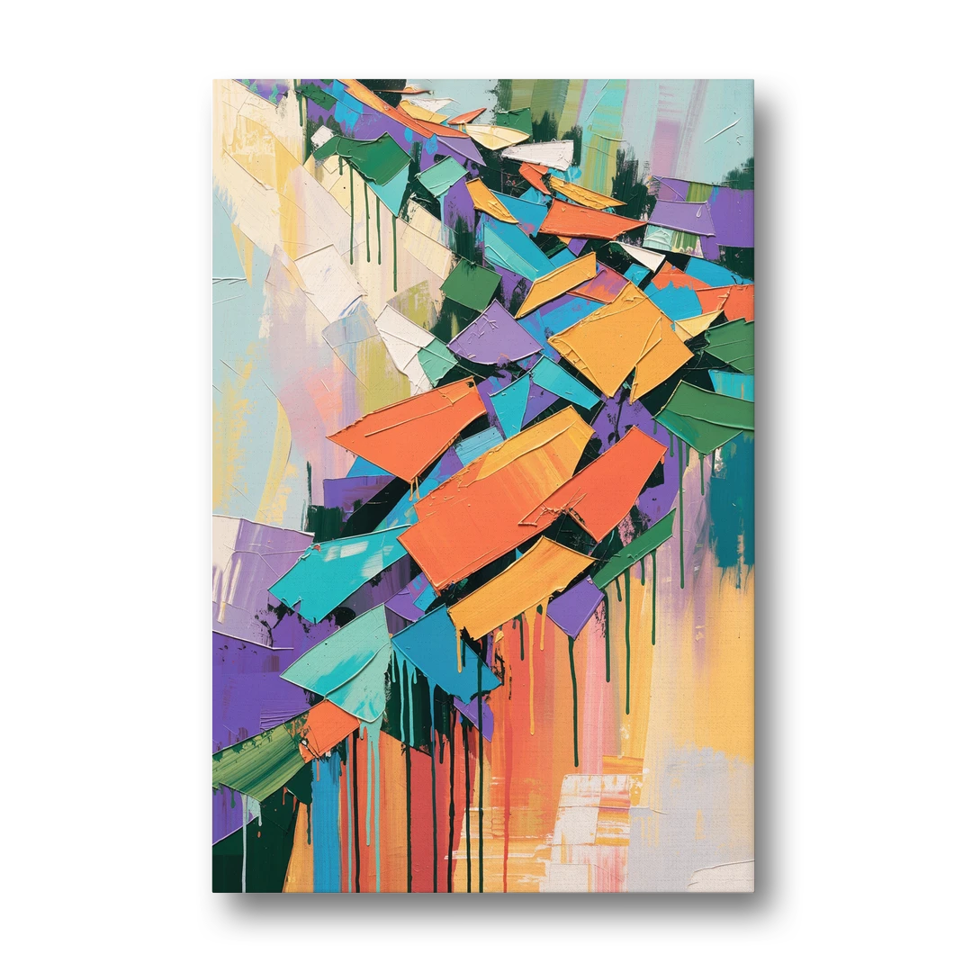 Colorful Abstract Tumbling Color Shards - Canvas Wall Art - Front