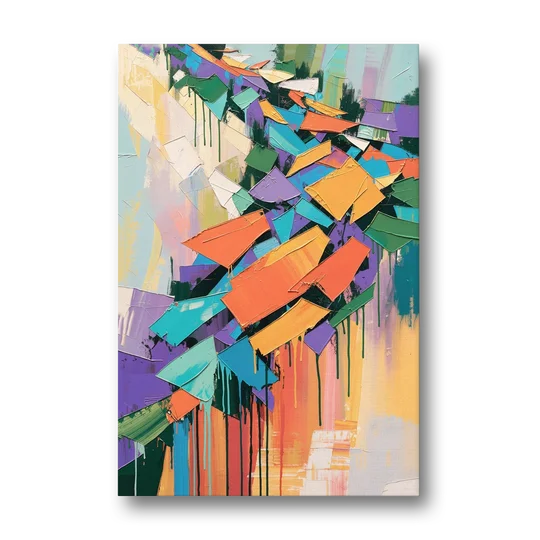 Colorful Abstract Tumbling Color Shards - Canvas Wall Art - Front
