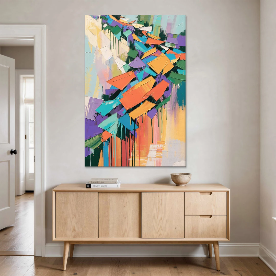 Colorful Abstract Tumbling Color Shards - Canvas Wall Art - Coffee Table - 40x60