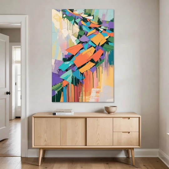Colorful Abstract Tumbling Color Shards - Canvas Wall Art - Coffee Table - 40x60