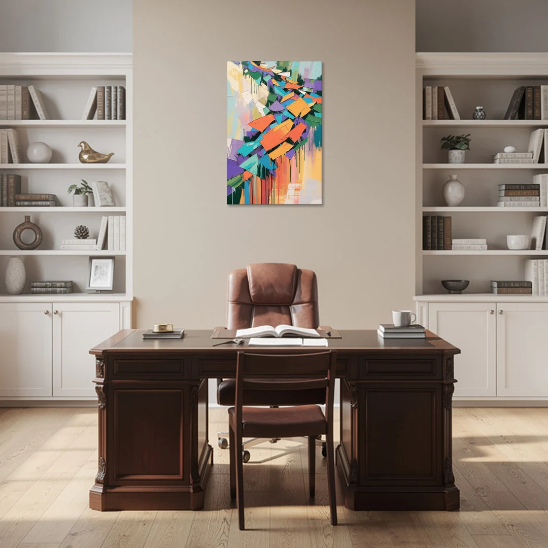 Colorful Abstract Tumbling Color Shards - Canvas Wall Art - Office - 24x36