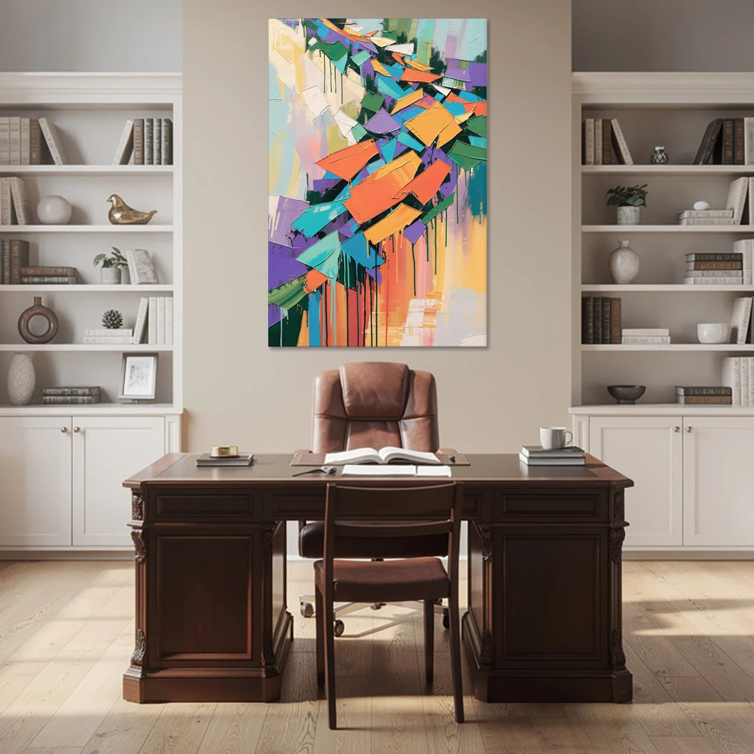 Colorful Abstract Tumbling Color Shards - Canvas Wall Art - Office - 40x60