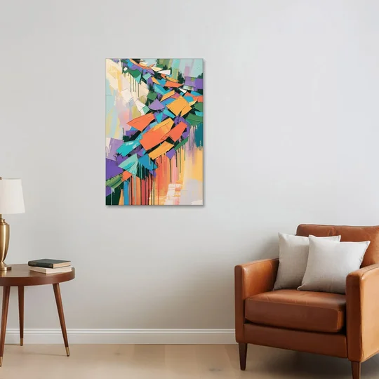 Colorful Abstract Tumbling Color Shards - Canvas Wall Art - Sofa - 24x36