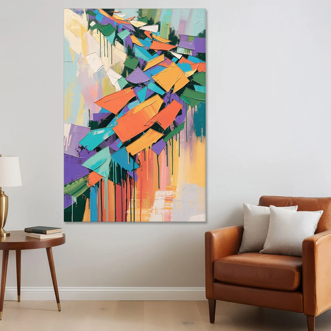 Colorful Abstract Tumbling Color Shards - Canvas Wall Art - Sofa - 40x60