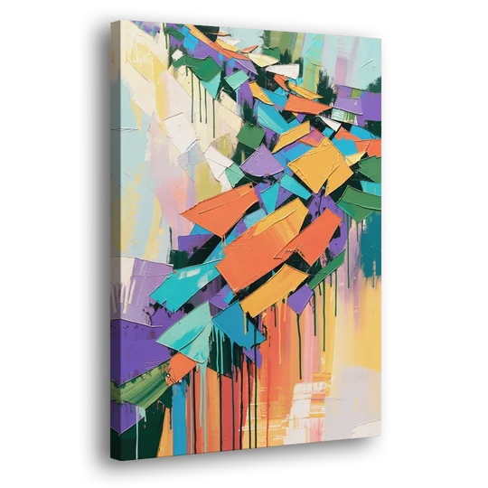 Colorful Abstract Tumbling Color Shards - Canvas Wall Art - Side