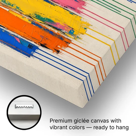 Colorful Art for the Living Room with Dripping Bars - Canvas Wall Art - Gallery Wrap Corner