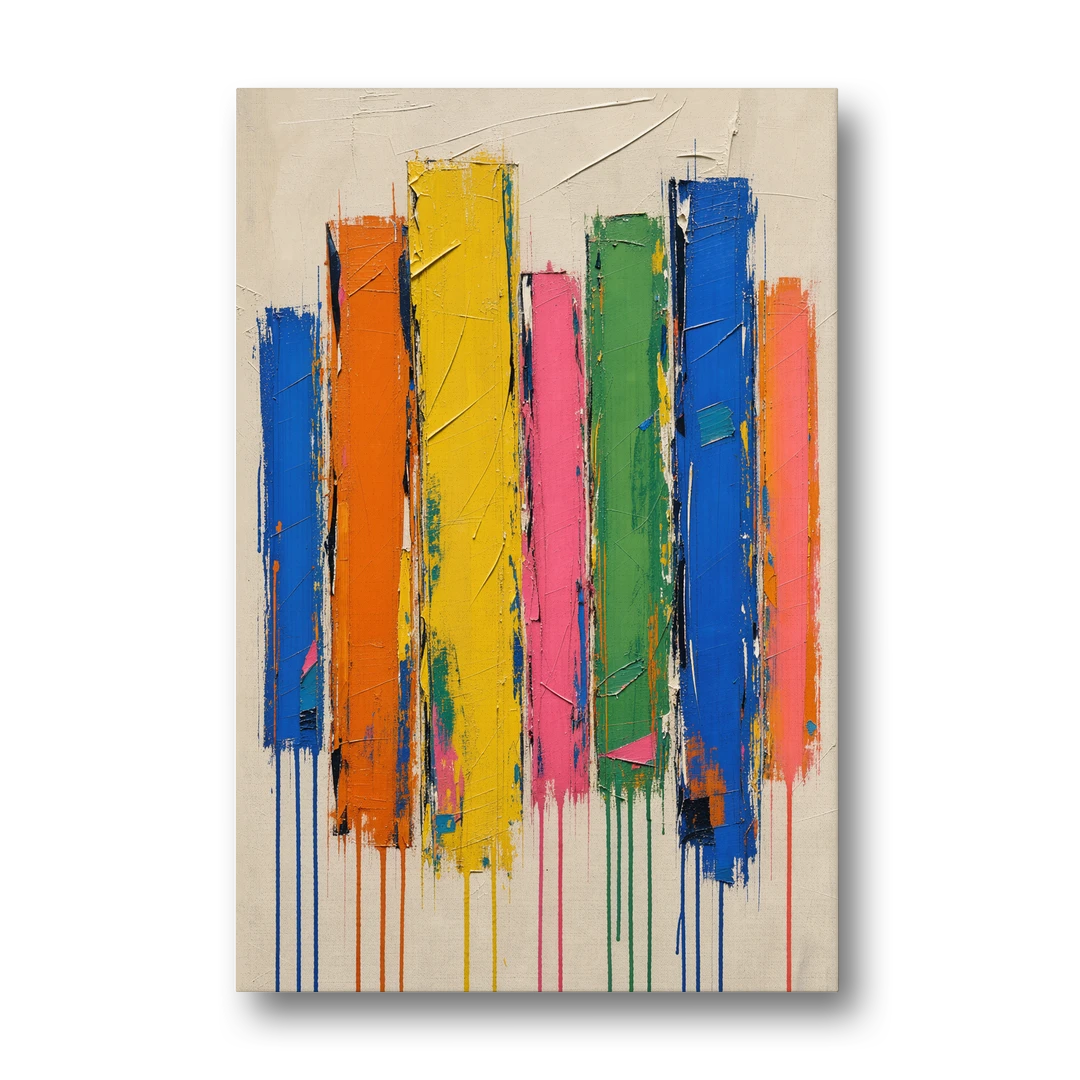Colorful Art for the Living Room with Dripping Bars - Canvas Wall Art - Front