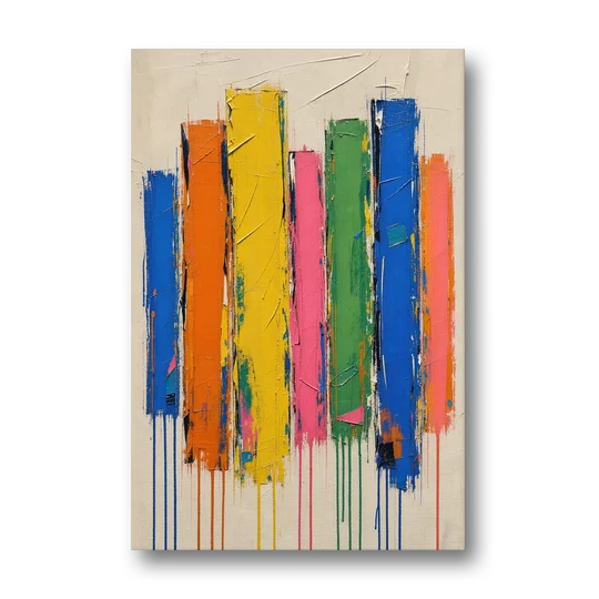 Colorful Art for the Living Room with Dripping Bars - Canvas Wall Art - Front