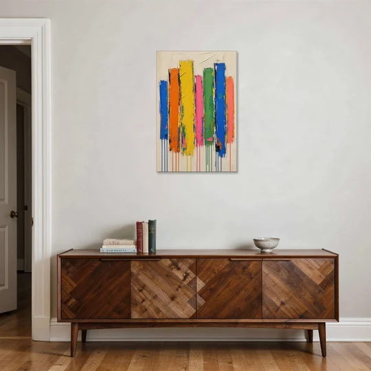 Colorful Art for the Living Room with Dripping Bars - Canvas Wall Art - Coffee Table - 24x36
