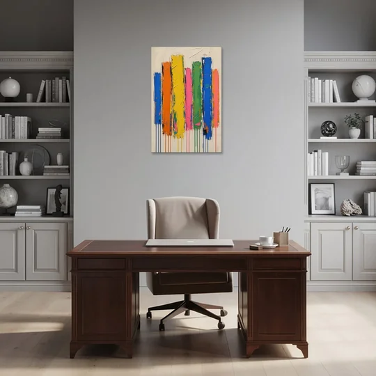 Colorful Art for the Living Room with Dripping Bars - Canvas Wall Art - Office - 24x36