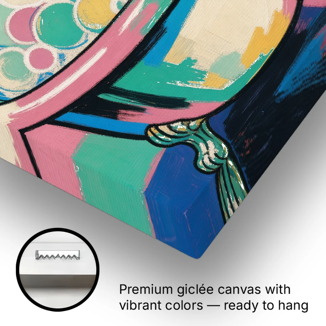 Colorful Bathroom Wall Art with Towering Bubbles - Canvas Wall Art - Gallery Wrap Corner