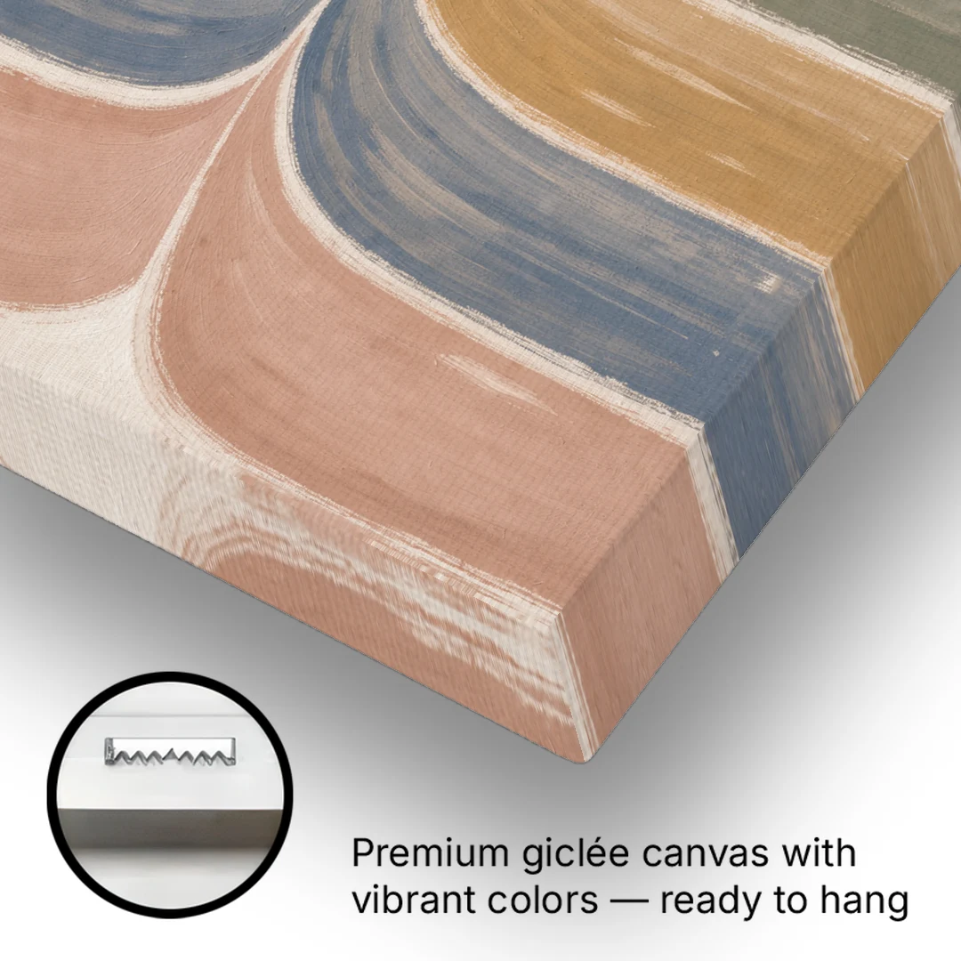 Colorful Boho Wall Art with a Gentle Stripe Wave - Canvas Wall Art - Gallery Wrap Corner