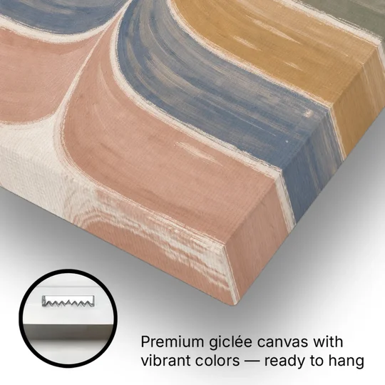 Colorful Boho Wall Art with a Gentle Stripe Wave - Canvas Wall Art - Gallery Wrap Corner