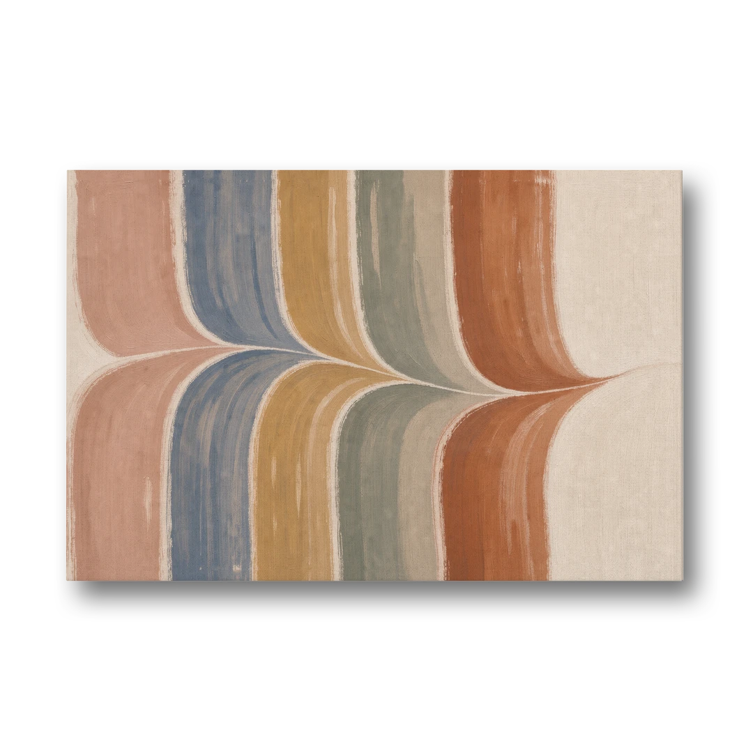 Colorful Boho Wall Art with a Gentle Stripe Wave - Canvas Wall Art - Front