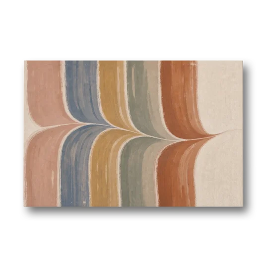 Colorful Boho Wall Art with a Gentle Stripe Wave - Canvas Wall Art - Front